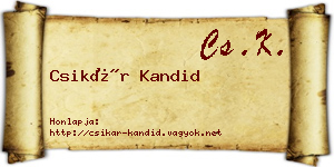Csikár Kandid névjegykártya